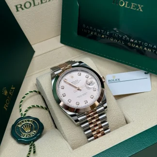 【Super Clone】RLX Datejust 41mm 126301 Sundust Diamond Jubilee Steel and Everose Gold Watch