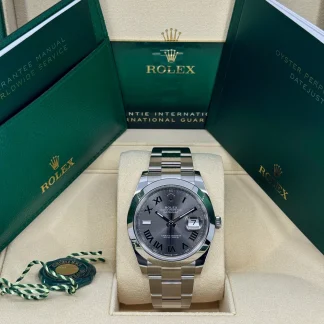 【Super Clone】RLX Datejust 41mm 126300 Slate Roman Oyster Stainless Steel Watch