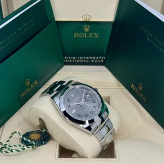 【Super Clone】RLX Datejust 41mm 126300 Slate Roman Oyster Stainless Steel Watch