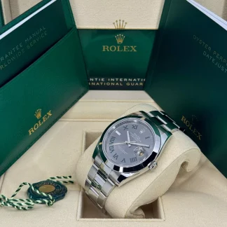 【Super Clone】RLX Datejust 41mm 126300 Slate Roman Oyster Stainless Steel Watch