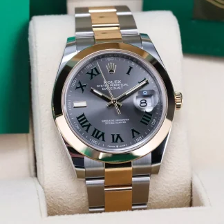 【Super Clone】RLX Datejust 41mm 126303 Slate Roman Oyster Steel and Yellow Gold Mens Watch