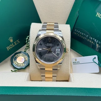 【Super Clone】RLX  Datejust 41mm 126333 Two-Tone Yellow Gold Fluted Bezel Wimbledon Dial Oyster