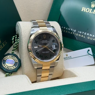【Super Clone】RLX  Datejust 41mm 126333 Two-Tone Yellow Gold Fluted Bezel Wimbledon Dial Oyster