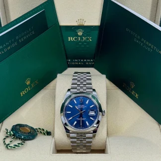 【Super Clone】RLX Datejust 41mm 126300 Blue Index Jubilee Stainless Steel Men’s Watch