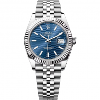 【Super Clone】RLX  Datejust 41mm Blue Fluted Motif Index Dial Jubilee Bracelet Watch - 126334