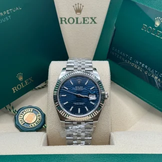 【Super Clone】RLX  Datejust 41mm Blue Fluted Motif Index Dial Jubilee Bracelet Watch - 126334