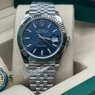【Super Clone】RLX  Datejust 41mm Blue Fluted Motif Index Dial Jubilee Bracelet Watch - 126334