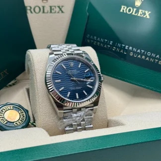 【Super Clone】RLX  Datejust 41mm Blue Fluted Motif Index Dial Jubilee Bracelet Watch - 126334