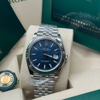 【Super Clone】RLX  Datejust 41mm Blue Fluted Motif Index Dial Jubilee Bracelet Watch - 126334