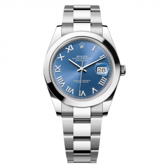 【Super Clone】RLX Datejust 41mm 126300 Blue Roman Oyster Stainless Steel Watch
