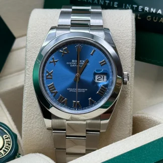 【Super Clone】RLX Datejust 41mm 126300 Blue Roman Oyster Stainless Steel Watch