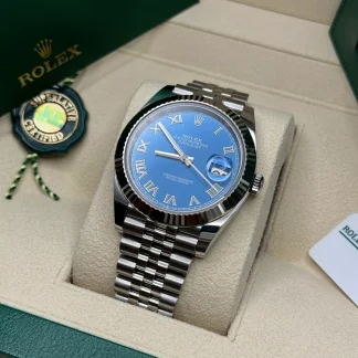 【Super Clone】RLX  Datejust 41mm 126334 Blue Roman Oyster Stainless Steel Men’s Watch