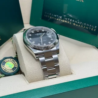 【Super Clone】RLX  Datejust 41mm 126334 Black Diamond Oyster Stainless Steel Mens Watch