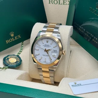 【Super Clone】RLX Datejust 41mm 126303 White Index Oyster Steel and Yellow Gold Mens Watch