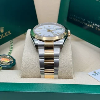 【Super Clone】RLX Datejust 41mm 126303 White Index Oyster Steel and Yellow Gold Mens Watch