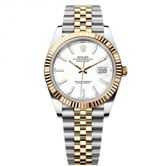 【Super Clone】RLX  Datejust 41mm 126333 White Index Oyster Steel and Yellow Gold Mens Watch
