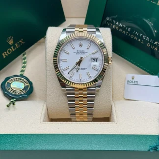 【Super Clone】RLX  Datejust 41mm 126333 White Index Oyster Steel and Yellow Gold Mens Watch