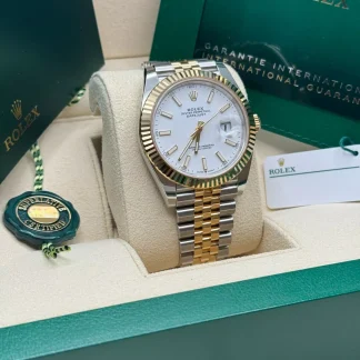 【Super Clone】RLX  Datejust 41mm 126333 White Index Oyster Steel and Yellow Gold Mens Watch