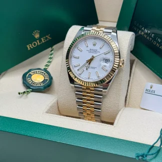 【Super Clone】RLX  Datejust 41mm 126333 White Index Oyster Steel and Yellow Gold Mens Watch