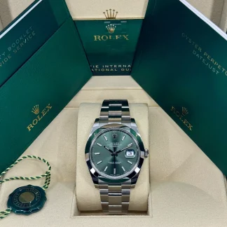 【Super Clone】RLX Datejust 41mm 126300 Mint Green Dial Stainless Steel Oyster Bracelet Watch