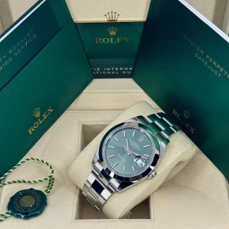 【Super Clone】RLX Datejust 41mm 126300 Mint Green Dial Stainless Steel Oyster Bracelet Watch