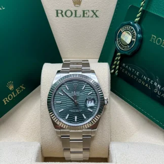 【Super Clone】RLX  Datejust 41mm 126334 Mint Green Fluted Motif Dial Oyster Bracelet