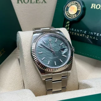 【Super Clone】RLX  Datejust 41mm 126334 Mint Green Fluted Motif Dial Oyster Bracelet