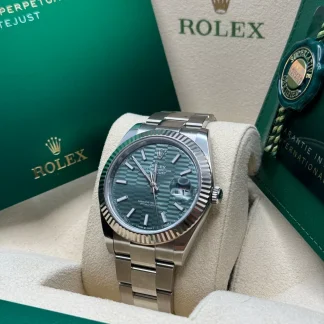 【Super Clone】RLX  Datejust 41mm 126334 Mint Green Fluted Motif Dial Oyster Bracelet
