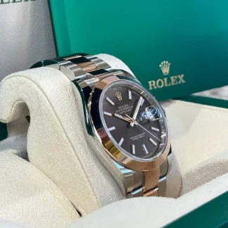【Super Clone】RLX Datejust 41mm 126301 Chocolate Index Oyster Steel and Everose Gold Watch