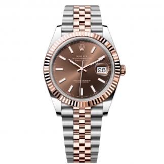 【Super Clone】RLX Datejust 41mm 126331 Chocolate Index Jubilee Steel and Everose Gold Watch