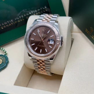 【Super Clone】RLX Datejust 41mm 126331 Chocolate Index Jubilee Steel and Everose Gold Watch