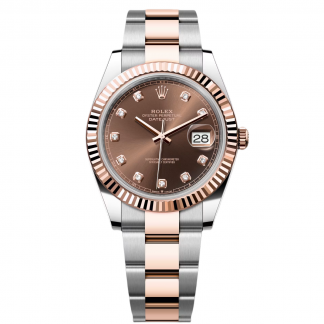 【Super Clone】RLX Datejust 41mm 126331 Datejust Chocolate Diamond Oyster Steel and Everose Gold Watch