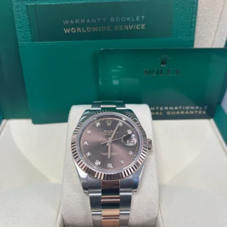 【Super Clone】RLX Datejust 41mm 126331 Datejust Chocolate Diamond Oyster Steel and Everose Gold Watch
