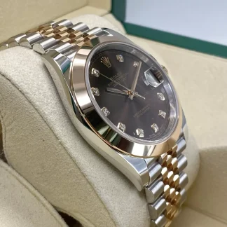 【Super Clone】RLX Datejust 41mm 126301 Chocolate Diamond Jubilee Steel and Everose Gold Watch