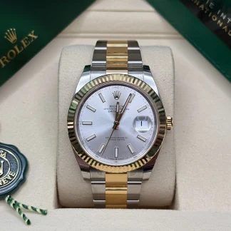 【Super Clone】RLX  Datejust 41mm 126333 Silver Index Oyster Steel and Yellow Gold Mens Watch