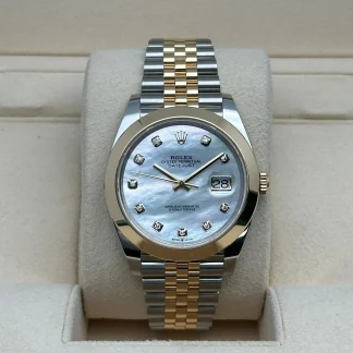 【Super Clone】RLX Datejust 41mm 126303 White MOP Diamond Jubilee Steel and Yellow Gold