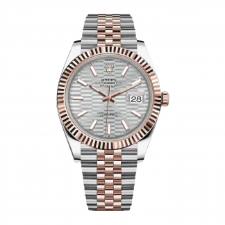 【Super Clone】RLX Datejust 41mm 126331 Silver Fluted Motif Dial Two Tone Stainless Steel & 18K Rose Gold Jubilee Bracelet Men's Watch