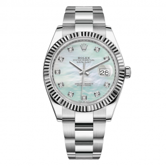 【Super Clone】RLX  Datejust 41 Mother of Pearl Diamond Stainless Steel Fluted Oyster - 126334