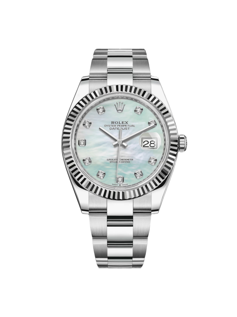 【Super Clone】RLX  Datejust 41 Mother of Pearl Diamond Stainless Steel Fluted Oyster - 126334
