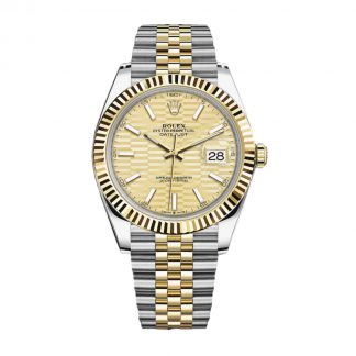 【Super Clone】RLX  Datejust 41mm Swiss Replica Watch | Two Tone Jubilee Bracele Champagne Fluted Dial Ref 126333