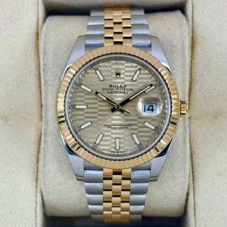 【Super Clone】RLX  Datejust 41mm Swiss Replica Watch | Two Tone Jubilee Bracele Champagne Fluted Dial Ref 126333