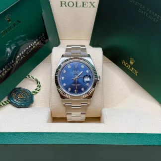 【Super Clone】RLX  Datejust 41mm 126334 Blue Diamond Oyster Stainless Steel Mens Watch