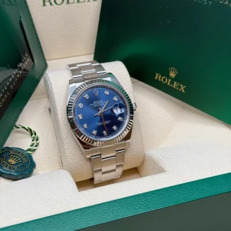 【Super Clone】RLX  Datejust 41mm 126334 Blue Diamond Oyster Stainless Steel Mens Watch