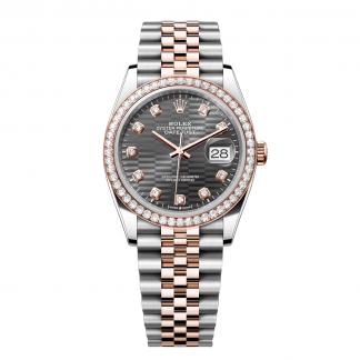 【Super Clone】RLX  Datejust 36mm 126281 Slate Fluted Motif Diamond Dial Diamond Bezel and Oyster Bracelet