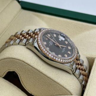 【Super Clone】RLX  Datejust 36mm 126281 Slate Fluted Motif Diamond Dial Diamond Bezel and Oyster Bracelet