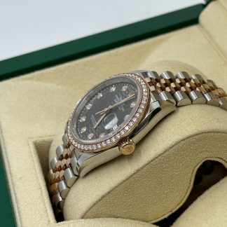 【Super Clone】RLX  Datejust 36mm 126281 Slate Fluted Motif Diamond Dial Diamond Bezel and Oyster Bracelet
