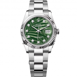 【Super Clone】RLX  Datejust 36mm 126234 Olive Green Palm Motif Diamond Dial Jubilee Stainless Steel Watch
