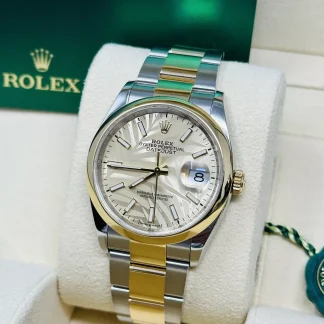 【Super Clone】RLX  Datejust 36mm 126203 Golden Dial Domed Bezel Oyster Bracelet