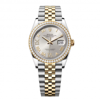 【Super Clone】RLX  Datejust 36mm 126283 Silver Dial Diamond Bezel Jubilee Bracelet Watch