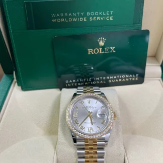 【Super Clone】RLX  Datejust 36mm 126283 Silver Dial Diamond Bezel Jubilee Bracelet Watch